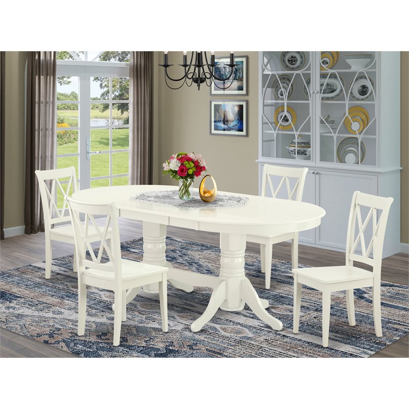 East West Furniture Vancouver 5-piece Wood Dining Table and Chair Set in White