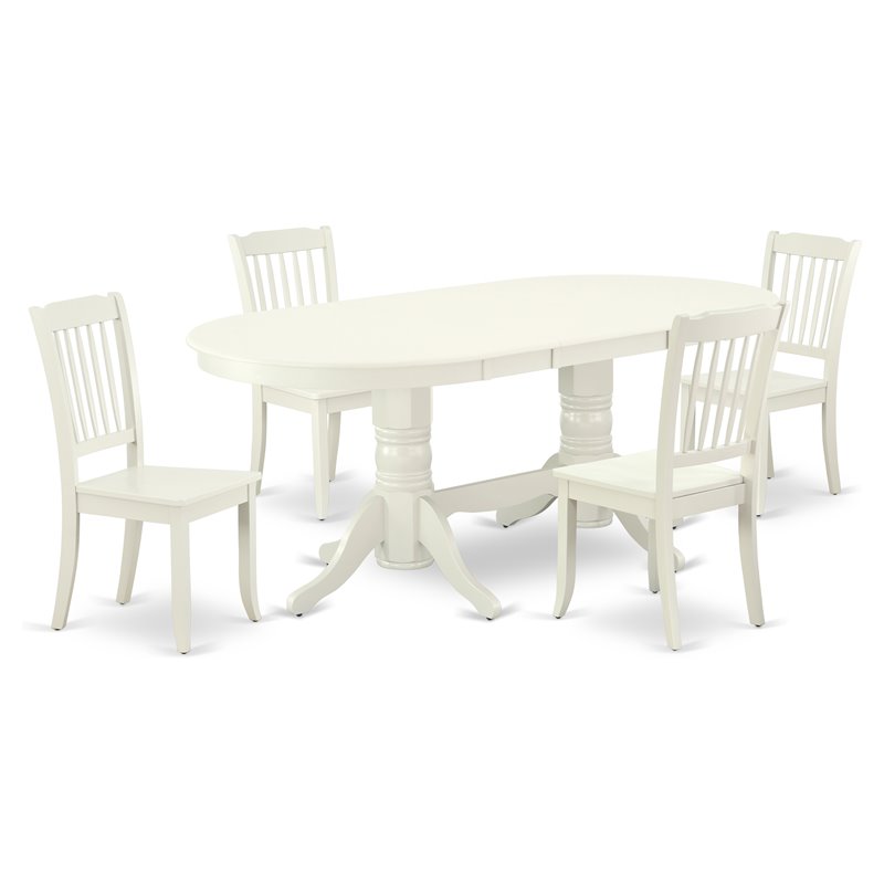 East West Furniture Vancouver 5-piece Wood Dining Table and Chairs in White