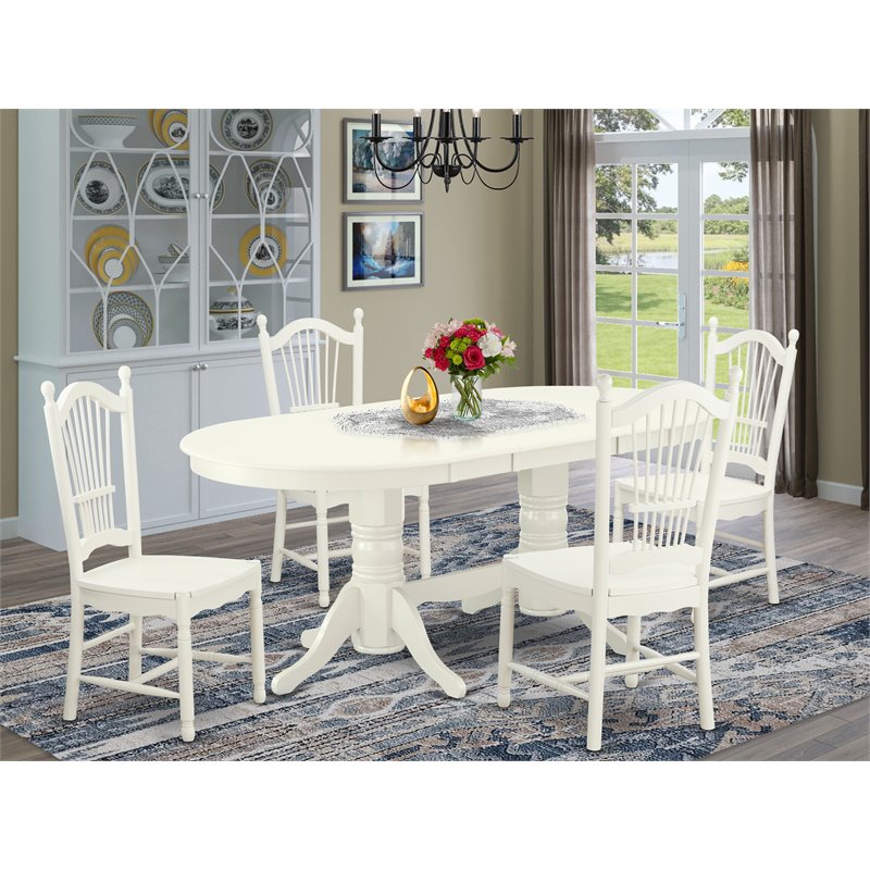 East West Furniture Vancouver 5-piece Wood Table and Dining Chair Set in White