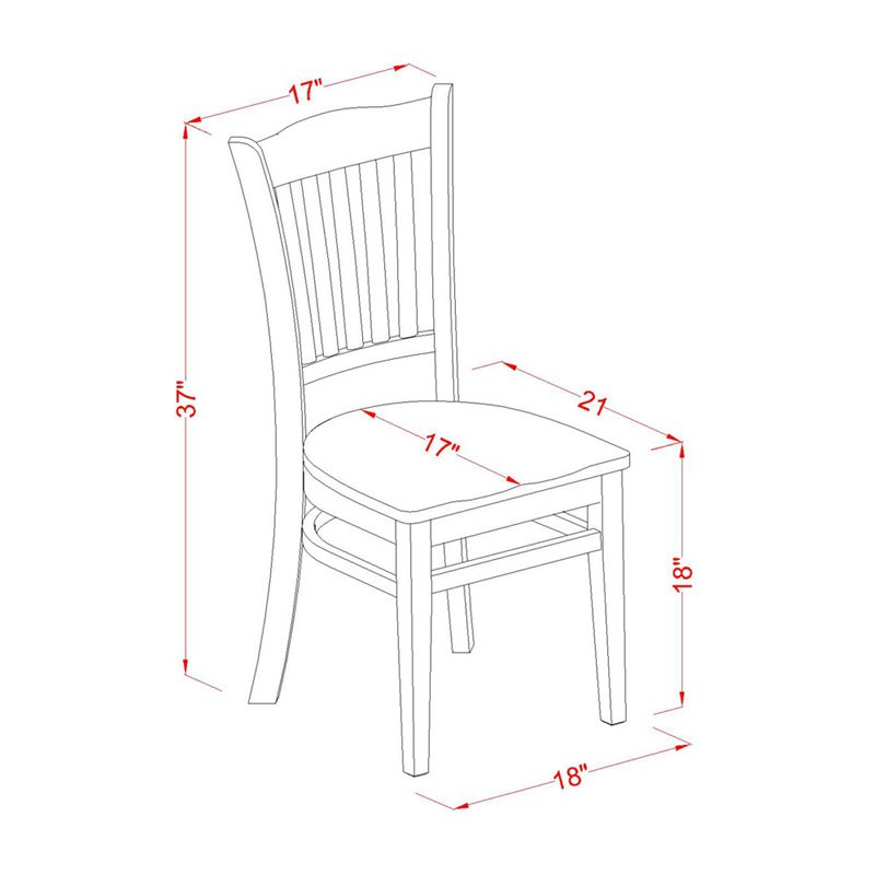 East West Furniture Vancouver 5-piece Wood Table and Dining Chairs in White