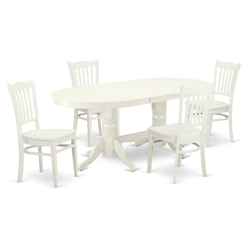 East West Furniture Vancouver 5-piece Wood Table and Dining Chairs in White