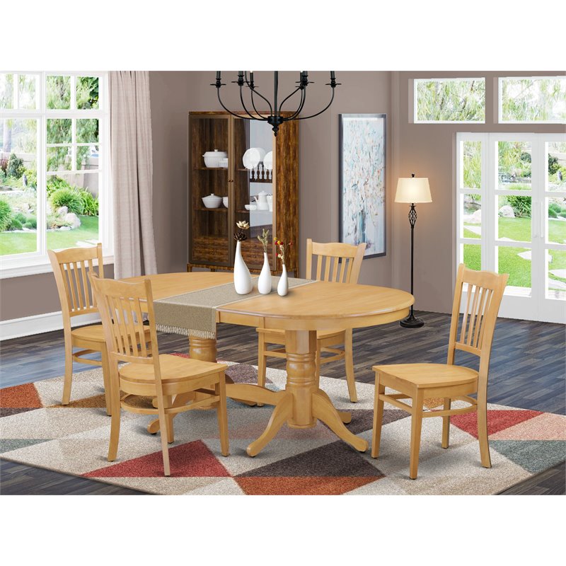 East West Furniture Vancouver 5-piece Traditional Wood Kitchen Set in Oak