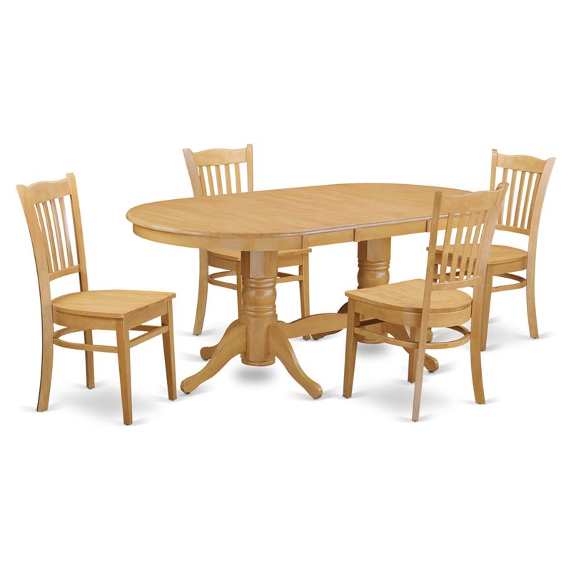 East West Furniture Vancouver 5-piece Traditional Wood Kitchen Set in Oak
