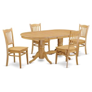 East West Furniture Vancouver 5-piece Traditional Wood Kitchen Set in Oak