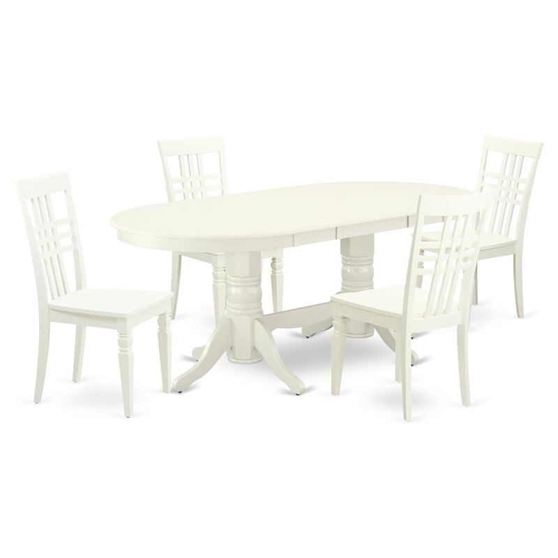 East West Furniture Vancouver 5-piece Dining Set with Wood Chairs in Linen White