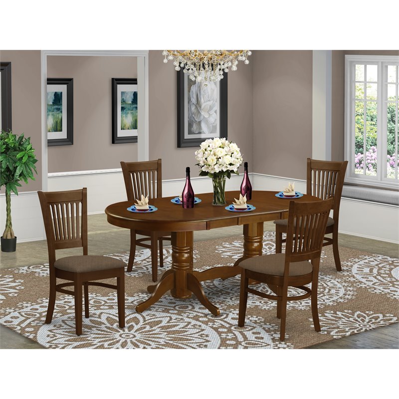 East West Furniture Vancouver 5-piece Wood Dining Table Set in Espresso