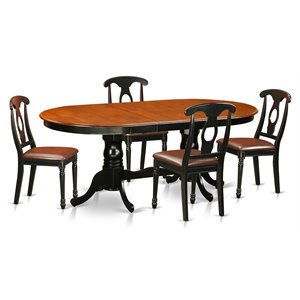East West Furniture Plainville 5-piece Dining Set with Leather Seat in Black