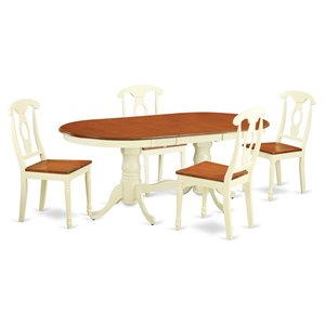 East West Furniture Plainville 5-piece Wood Kitchen Set in Buttermilk/Cherry