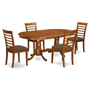 East West Furniture Plainville 5-piece Wood Dining Room Set in Saddle Brown