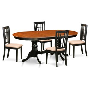 East West Furniture Plainville 5-piece Dining Set with Linen Seat in Black
