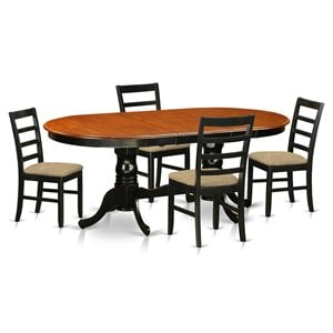 East West Furniture Plainville 5-piece Wood Dining Table and Chair Set in Black