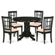East West Furniture Shelton 5-piece Wood Dining Set with Linen Chairs in Black