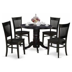 East West Furniture Shelton 5-piece Traditional Wood Dining Set in Black