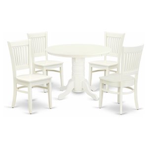 East West Furniture Shelton 5-piece Wood Dining Table and Chairs in Linen White