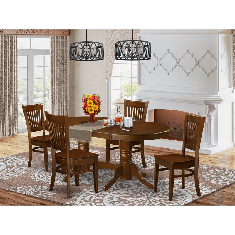 East West Furniture Vancouver 5-piece Wood Dining Room Set in Espresso