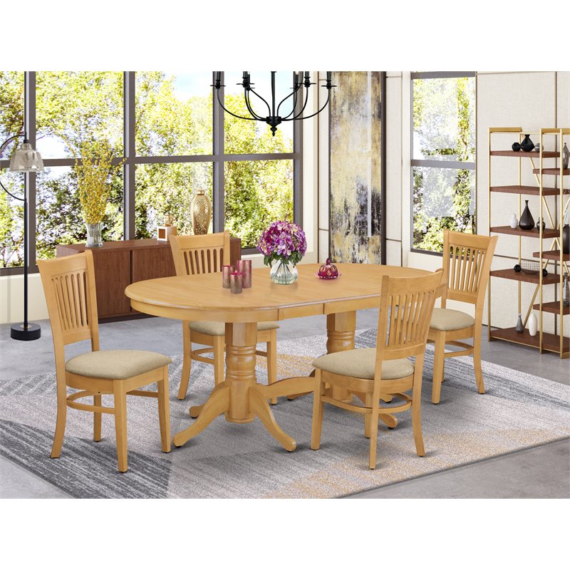 East West Furniture Vancouver 5-piece Wood Dining Table and Chairs in Oak