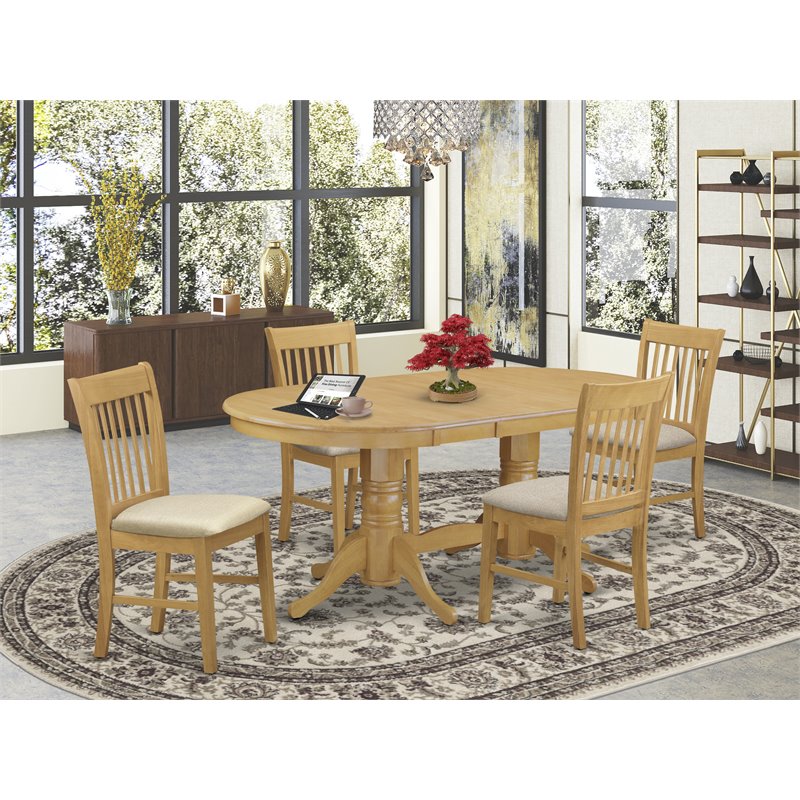 East West Furniture Vancouver 5-piece Wood Table and Dining Chairs in Oak