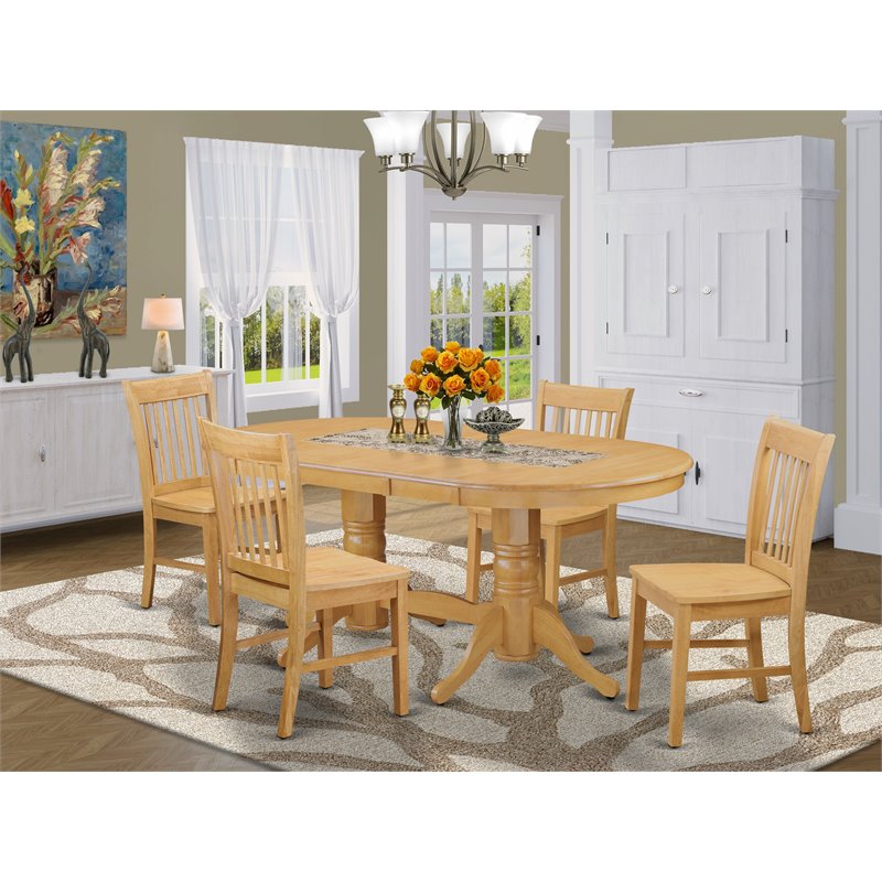 East West Furniture Vancouver 5-piece Wood Kitchen Table Set in Oak