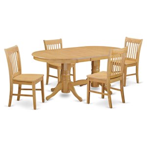 East West Furniture Vancouver 5-piece Wood Kitchen Table Set in Oak