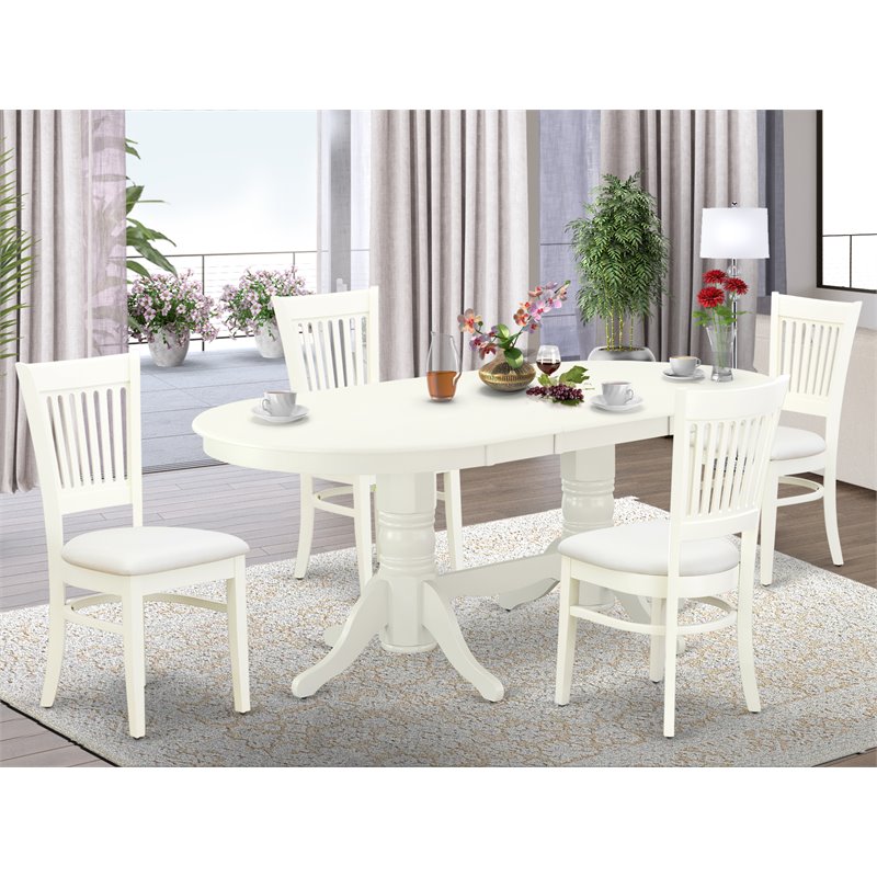 East West Furniture Vancouver 5-piece Wood Dinette Set in Linen White