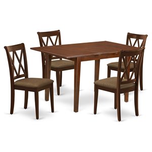 East West Furniture Picasso 5-piece Dining Set with X-Back Chairs in Mahogany