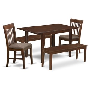 East West Furniture Picasso 5-piece Wood Dining Table and Chairs in Mahogany
