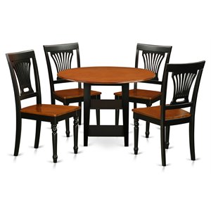 East West Furniture Sudbury 5-piece Wood Dining Set with Slat Back in Black