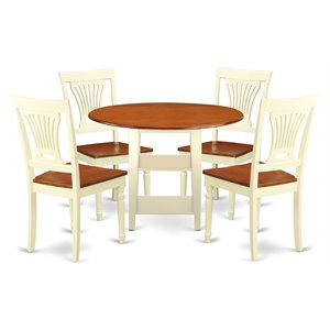 East West Furniture Sudbury 5-piece Wood Dining Set with Slat Back in Cherry