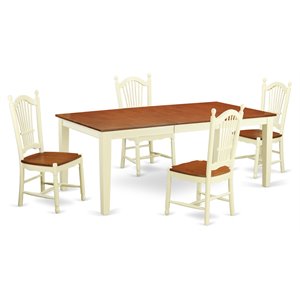 East West Furniture Quincy 5-piece Wood Kitchen Set in Buttermilk/Cherry