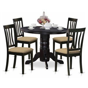 East West Furniture Shelton 5-piece Wood Dining Set with Linen Seat in Black