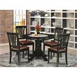 East West Furniture Shelton 5-piece Wood Dining Set with Leather Chairs in Black
