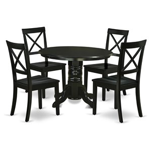 East West Furniture Shelton 5-piece Wood Dining Table Set in Black