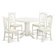 East West Furniture Shelton 5-piece Wood Dinette Set in Linen White