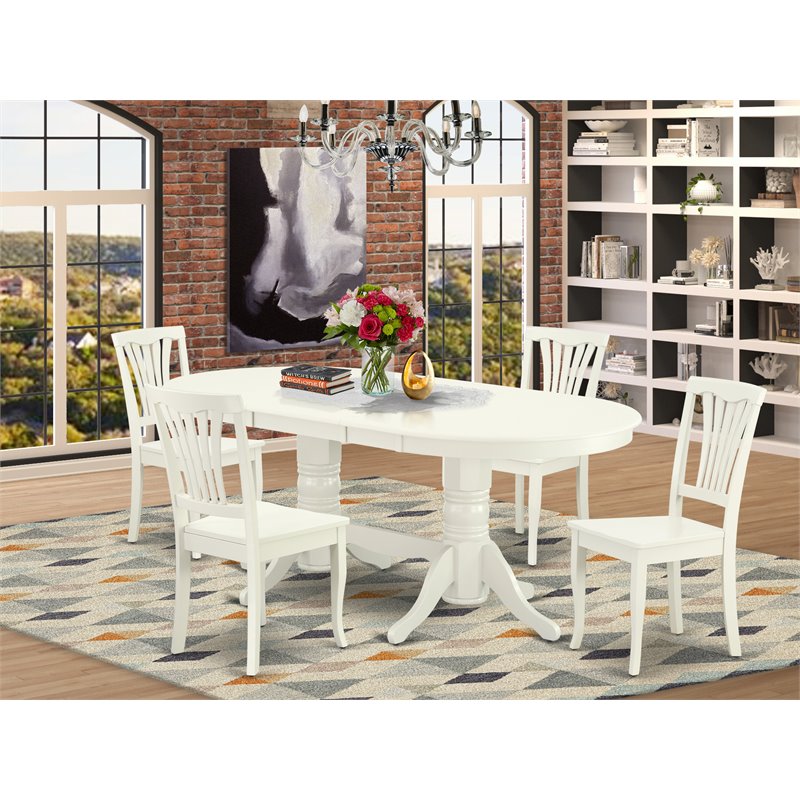 East West Furniture Vancouver 5-piece Wood Kitchen Set in Linen White
