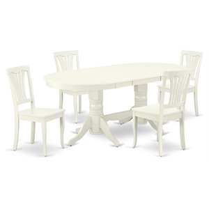 East West Furniture Vancouver 5-piece Wood Kitchen Set in Linen White