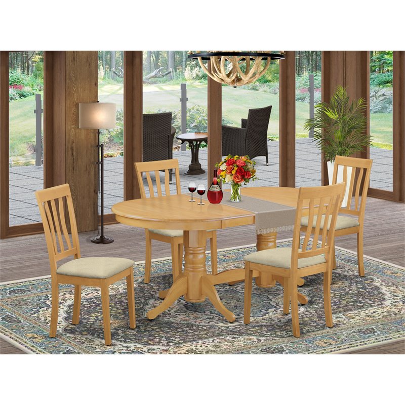 East West Furniture Vancouver 5-piece Traditional Wood Dinette Set in Oak