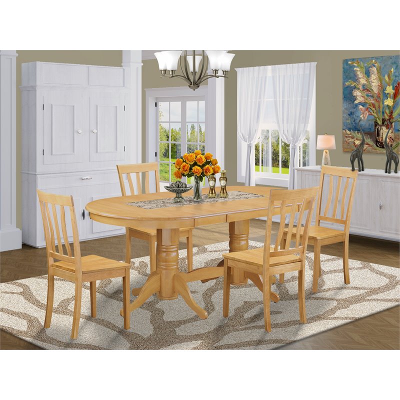 East West Furniture Vancouver 5-piece Wood Dining Table Set in Oak