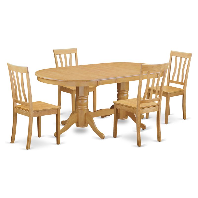East West Furniture Vancouver 5-piece Wood Dining Table Set in Oak
