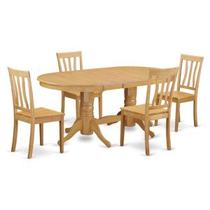 East West Furniture Vancouver 5-piece Wood Dining Table Set in Oak
