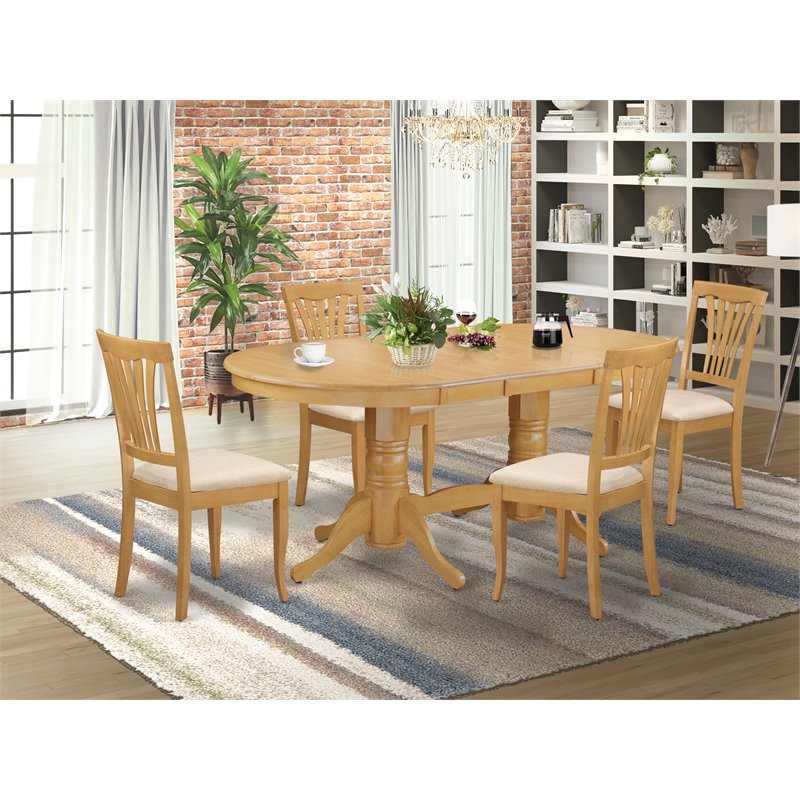 East West Furniture Vancouver 5-piece Wood Dining Room Set in Oak