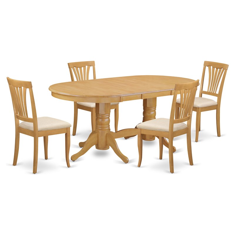 East West Furniture Vancouver 5-piece Wood Dining Room Set in Oak