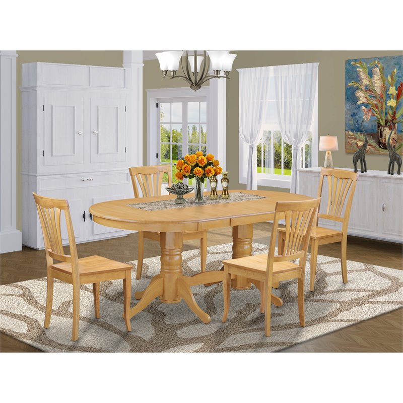 East West Furniture Vancouver 5-piece Wood Dining Room Table Set in Oak