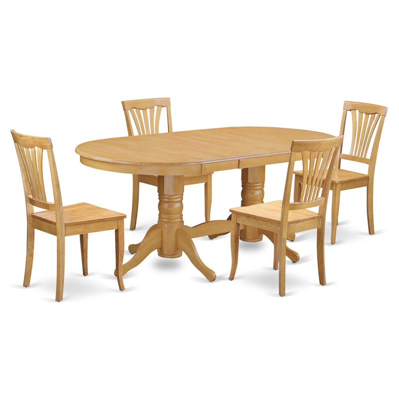 East West Furniture Vancouver 5-piece Wood Dining Room Table Set in Oak