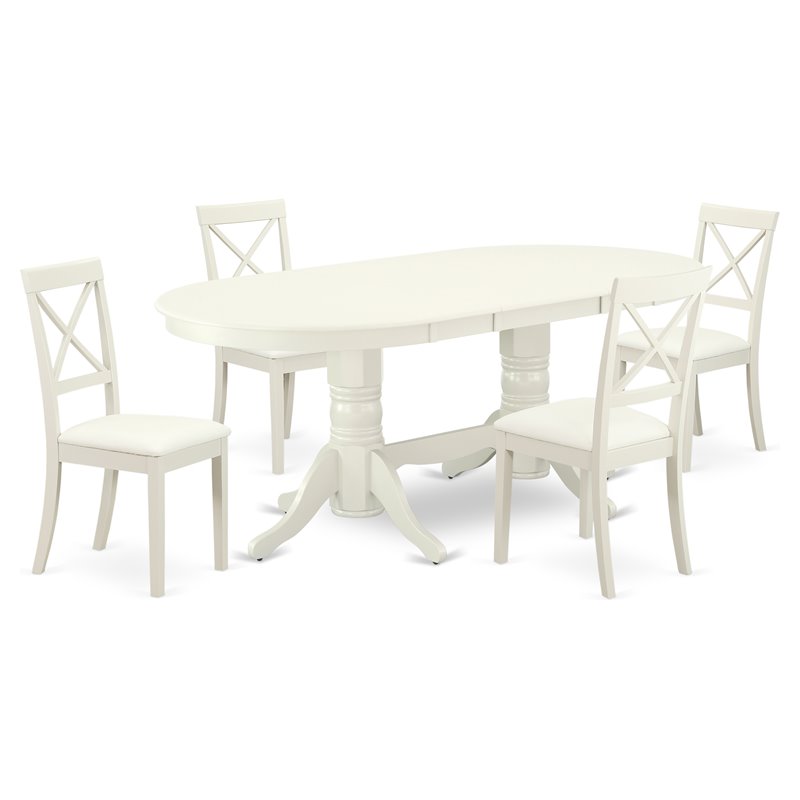 East West Furniture Vancouver 5-piece Wood Kitchen Table Set in Linen White