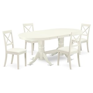 East West Furniture Vancouver 5-piece Wood Kitchen Table Set in Linen White