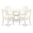 East West Furniture Sudbury 5-piece Wood Dining Set with Leather Seat in White