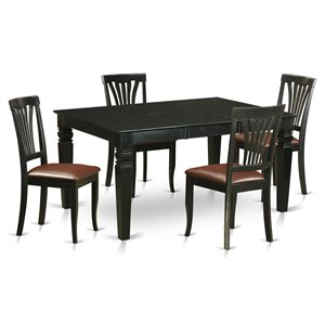 East West Furniture Weston 5-piece Traditional Wood Kitchen Set in Black