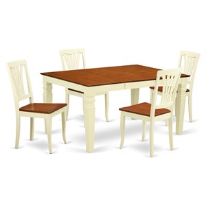 East West Furniture Weston 5-piece Wood Kitchen Table Set in Buttermilk/Cherry