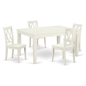 East West Furniture Weston 5-piece Wood Dining Room Set in Linen White