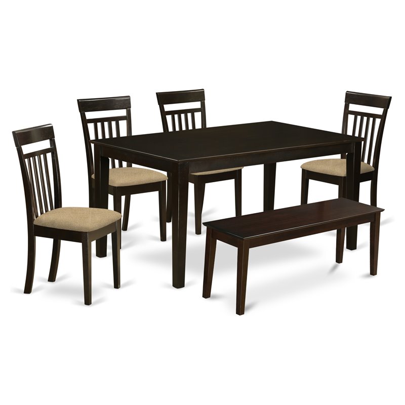 East West Furniture Capri 6-piece Wood Kitchen Set in Cappuccino